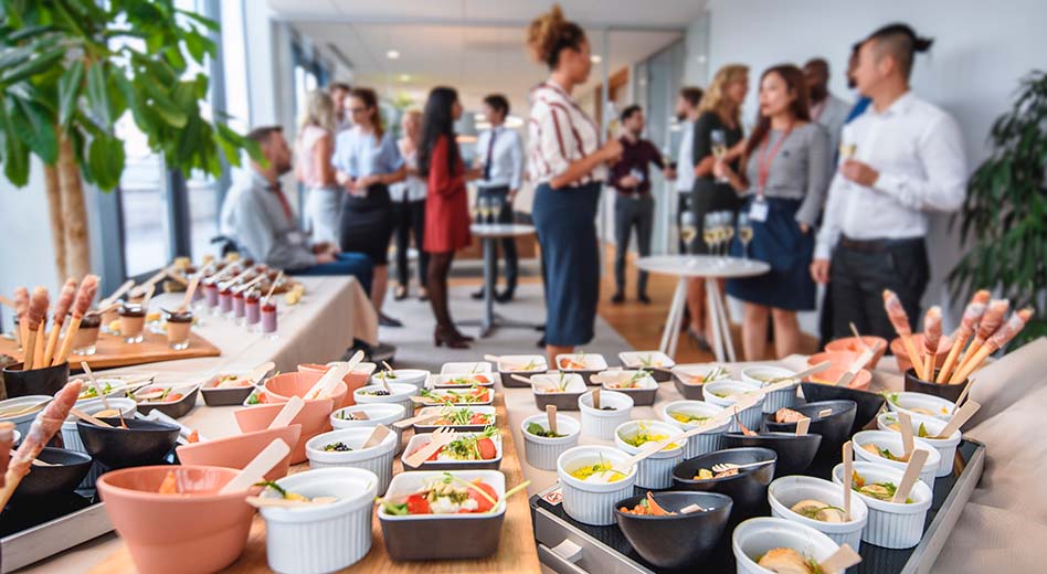 International food platter at a business meeting