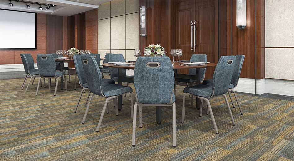 Eon Banquet Chair surrounding round folding tables