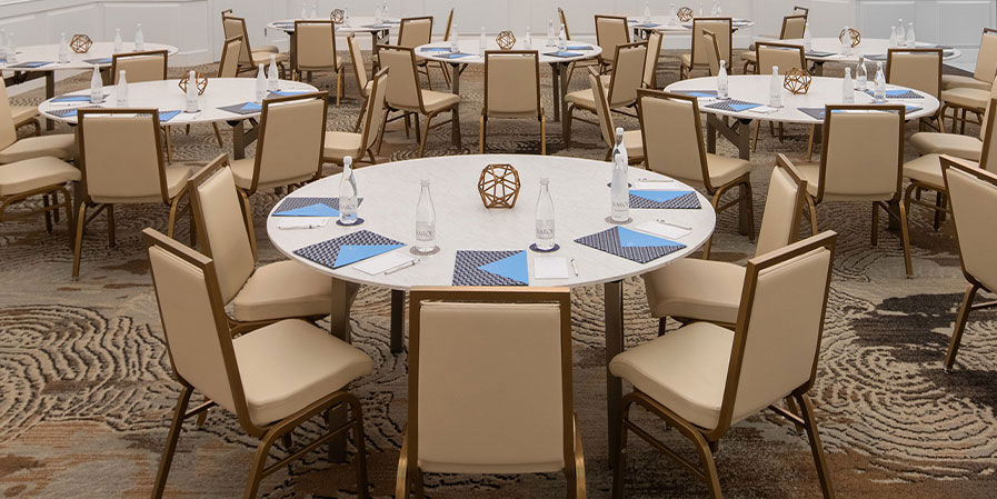 chairs and tables in dining hall