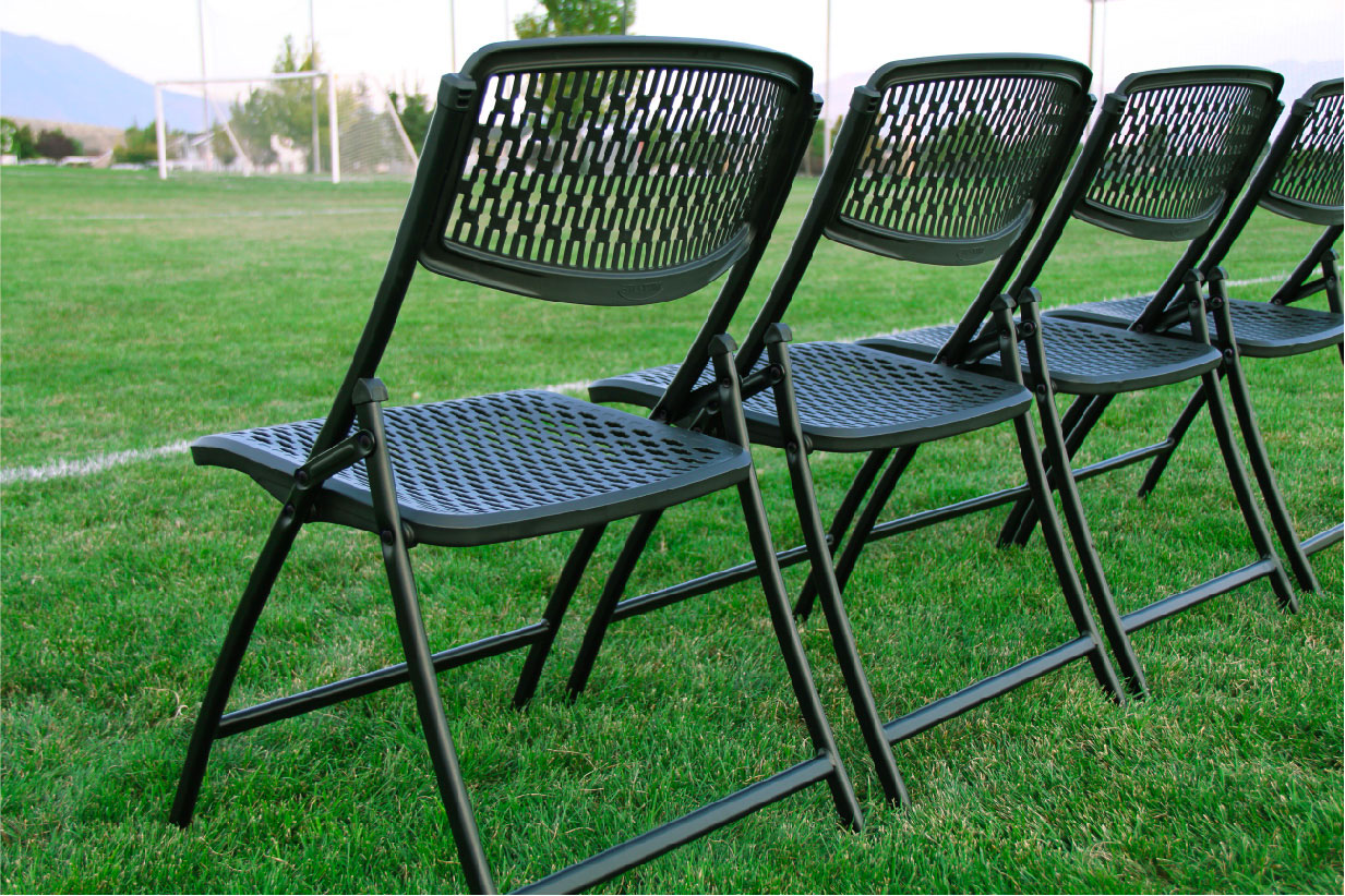 Row of MeshOne Folding Chairs