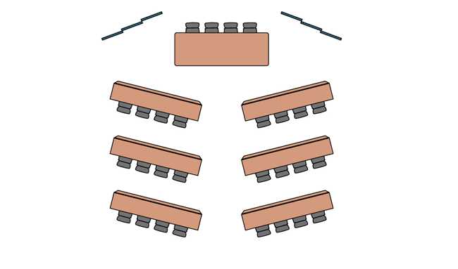 Configuração alternativa de sala de aula (Chevron)