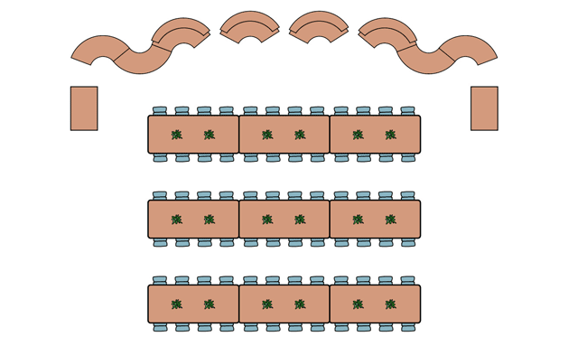 Configuração de banquete estilo familiar