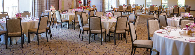 Chairs around Tables in Dining Hall