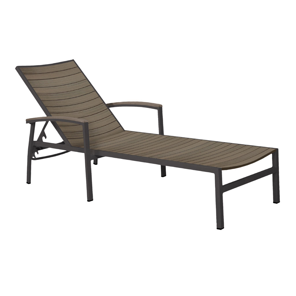 Chaise longue a doghe in finto teak Magnolia