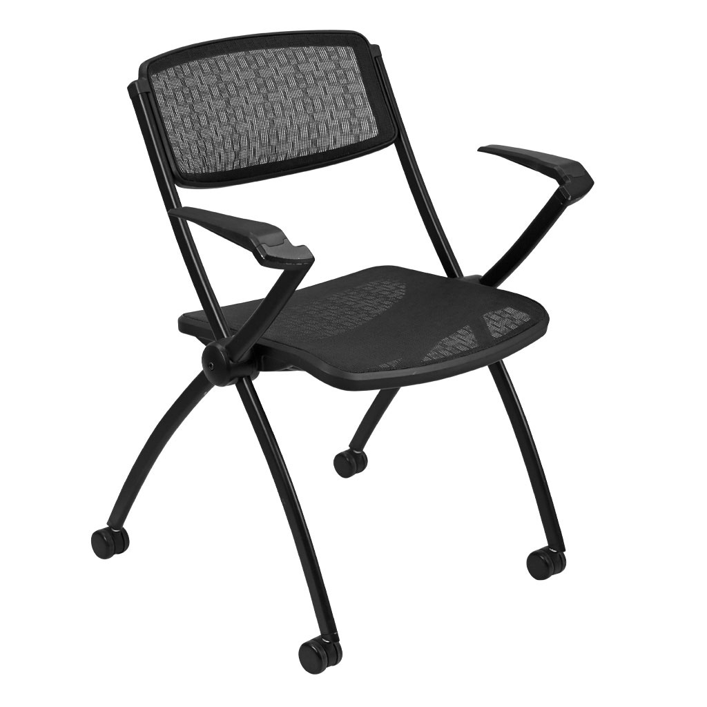 MeshOne Stacking Chair with Arms & Casters