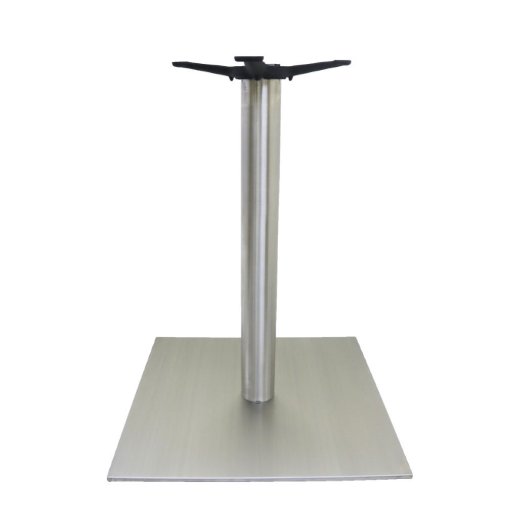Base de table carrée en acier inoxydable avec colonne ronde
