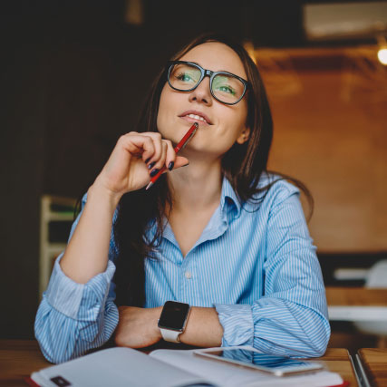 Women Sitting While Thinking