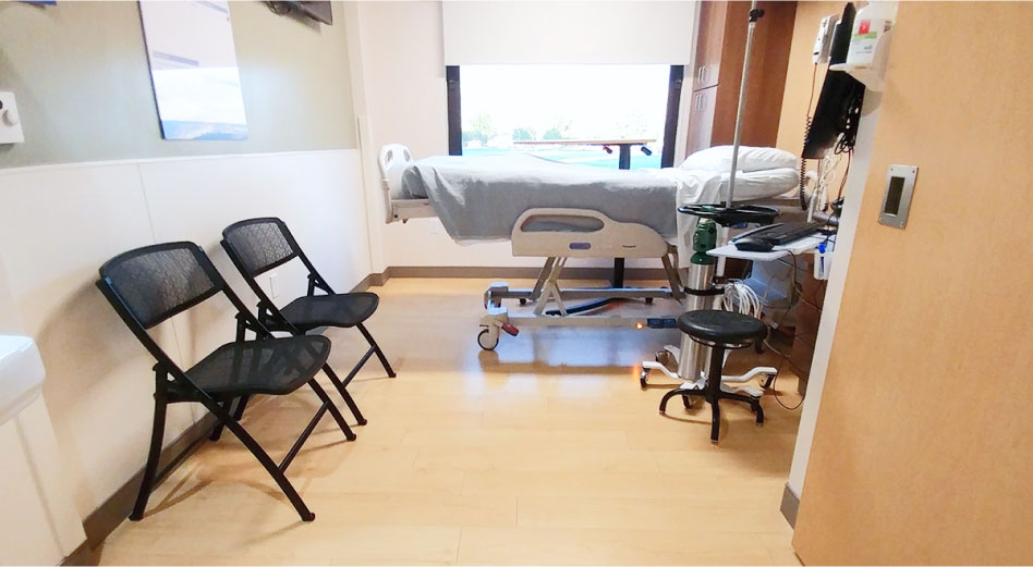Two MityLite Folding Chairs in Hospital Room