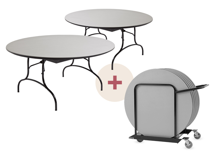ABS Round Table Alongside Cart