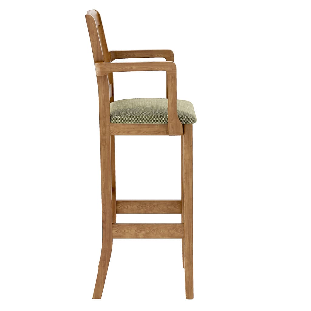 Bulldog Barstool with Arms Upholstered Side Angle