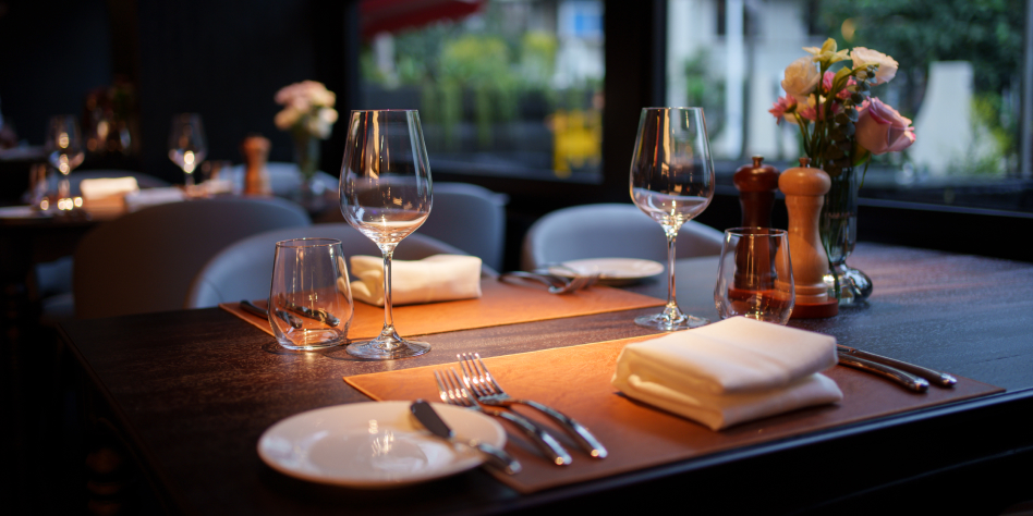 A table set in a restaurant