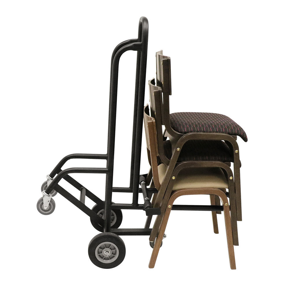 Loaded Wooden Chair Stacking Cart Side