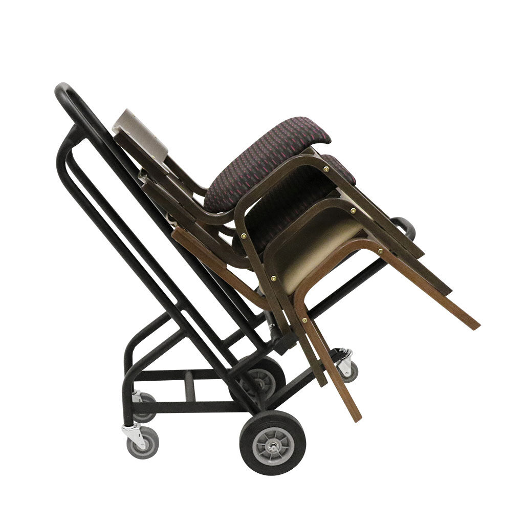 Loaded Wooden Chair Stacking Cart Side Lift