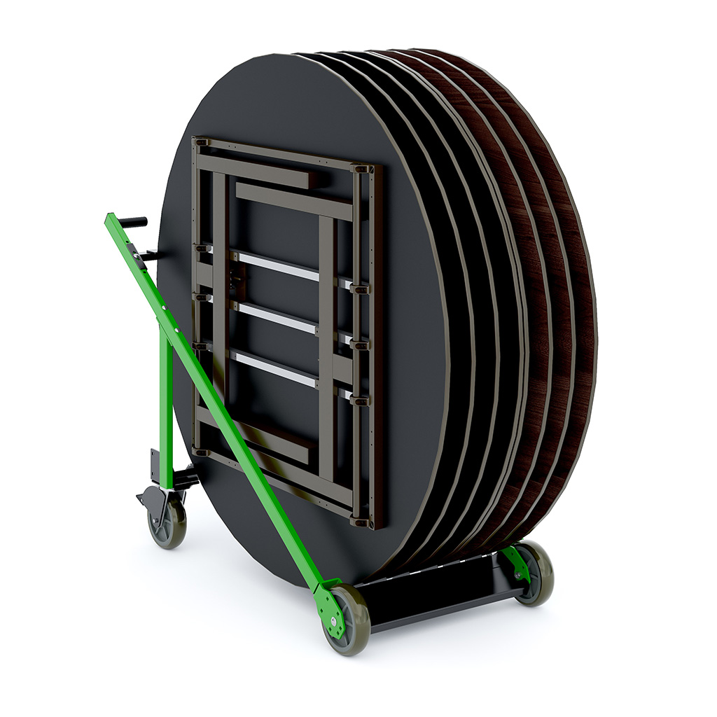 XpressPort Round Table Cart Reveal Loaded 45 Angle