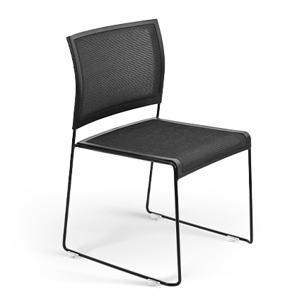 Angled product image of a minimalistic stacking chair