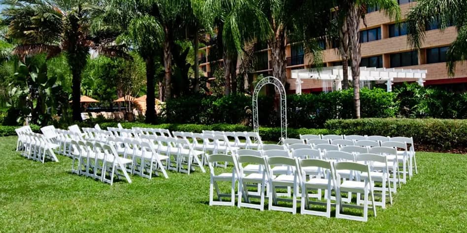 Outdoor wedding ceremony set up