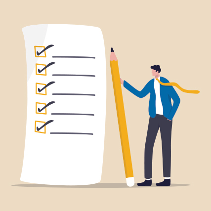 Illustration of a person marking a checklist