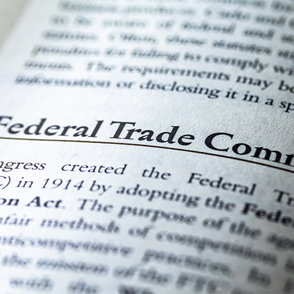 Close up of the FTC definition in a book