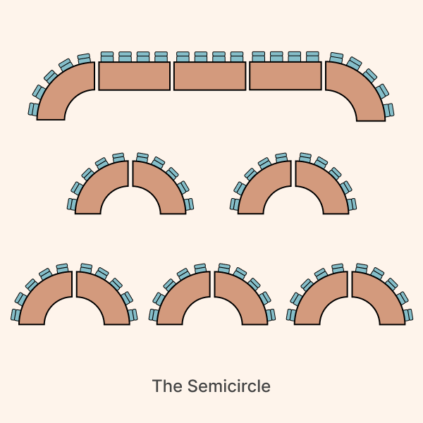 Schéma d'une table en demi-cercle